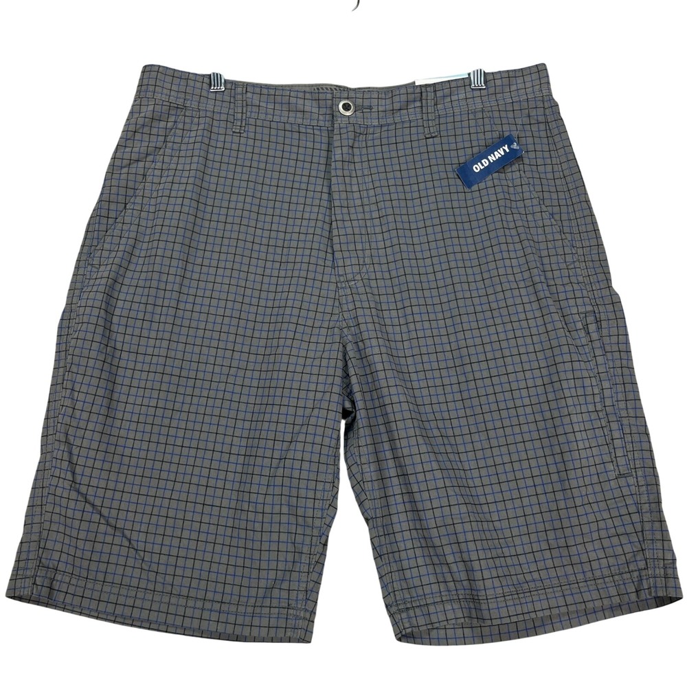 Old Navy Mens Plaid Shorts Size 36 Gray Blue Lightweight Casual Golf New